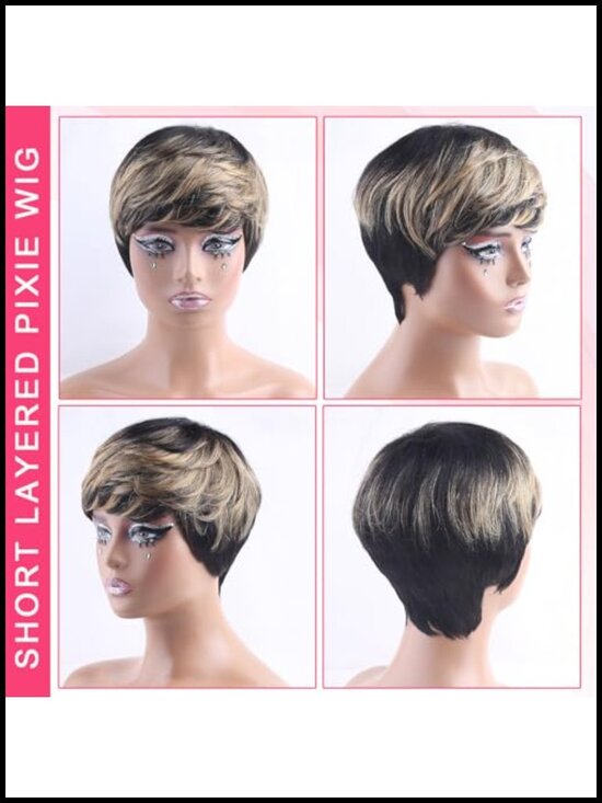 Pixie Cut Wig 100% Human Hair Short Layered Straight Glueless Full Machine Made main image 4